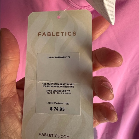 NWT Women’s Fabletics Pure Luxe Oasis Crossover Leggings - Sunset Pink-XL - Picture 4 of 8